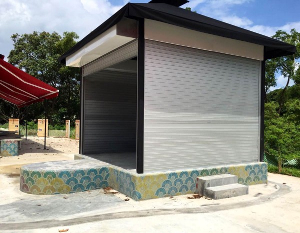 Motorized Aluminium Roller Shutters Installed at Outdoor Storage Area for Restaurant