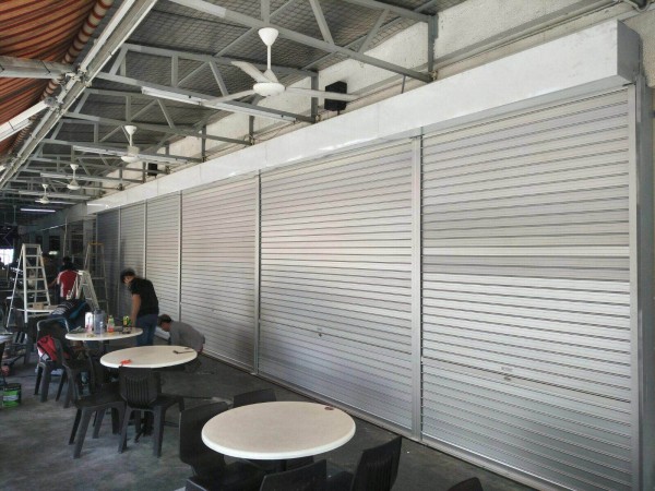 Manually Operated Aluminium Shutters for Aljunied Coffee Shop