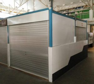 Installation of Aluminium Roller Shutters with Colour Bond Sheet & Angle Bar Frame for Food Stall